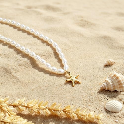 Sereney 8mm Starfish Pearl Sterling Silver Choker Bridal Birthday Necklace | Sterling Silver 8mm Freshwater Starfish Pearl Choker, Wedding Bridal Jewelry Birthday Gifts for Women, grils - style: Starfish Pearl