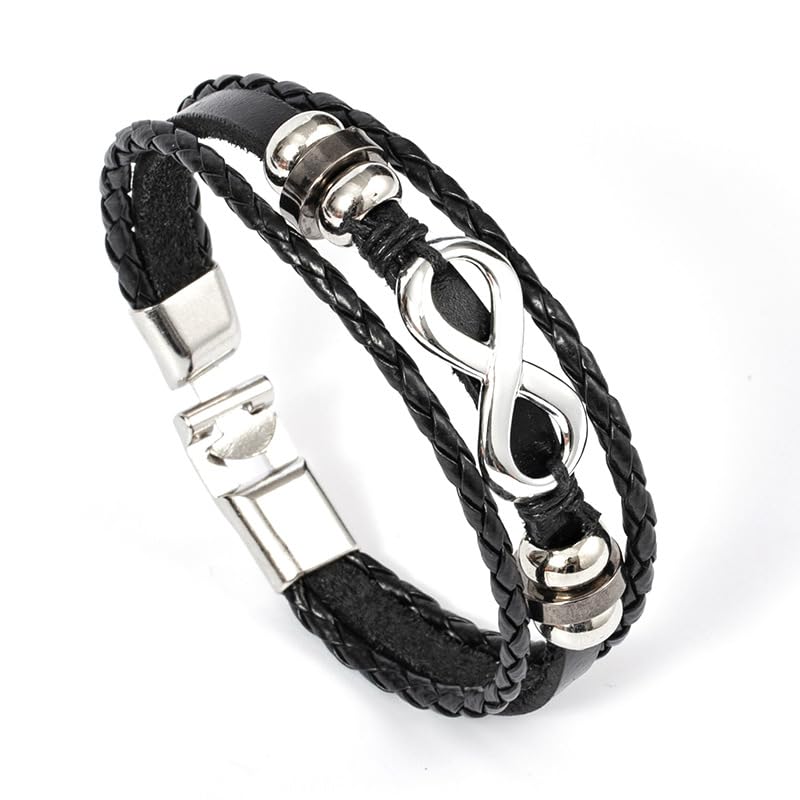 Black Braided Bracelets Unisex Endless Love Infinity Link Bracelets Fashion Braided Wristband Bangle Gift for Men Women