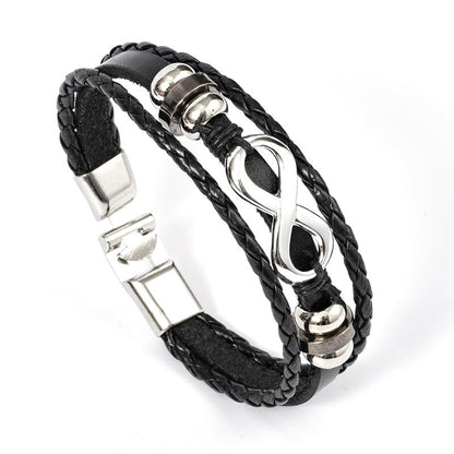 Black Braided Bracelets Unisex Endless Love Infinity Link Bracelets Fashion Braided Wristband Bangle Gift for Men Women