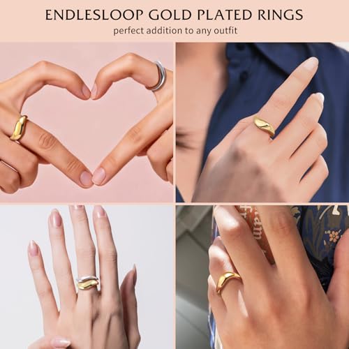 Stacking Rings for Women Gold Plated Wavy Pinky Thumb Ring Stack Size 4-9 - color: Gold3