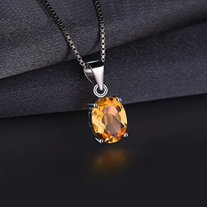 JewelryPalace Natural Gemstone Garnet Peridot Amethyst Citrine Blue Topaz Birthstone Solitaire Pendant Necklace Jewelry Set, 14k Gold Plated 925 Sterling Silver Necklaces for Women, 18 Inch Box chain - color: D-Brass-Crystal