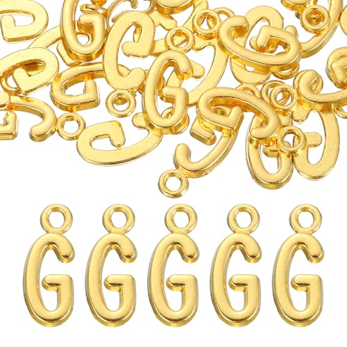 uxcell Letter Charm, Alloy Letter Initial Alphabet Charm for DIY Craft Jewelry Making Bracelets Earrings Necklace - color: Gold - G