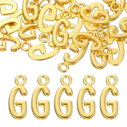 uxcell Letter Charm, Alloy Letter Initial Alphabet Charm for DIY Craft Jewelry Making Bracelets Earrings Necklace - color: Gold - G