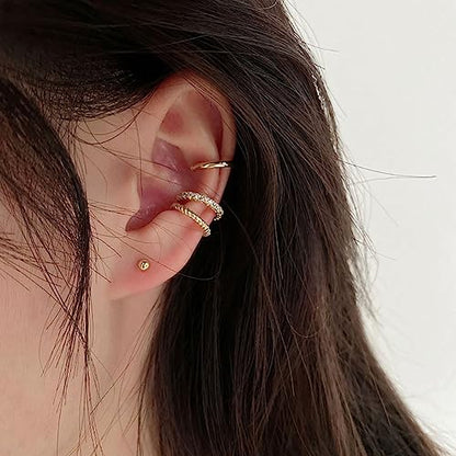 3 Pcs Ear Cuffs Non Piercings Set for Women Teen Gifts Trendy Stuff Jewelry - color: Gold