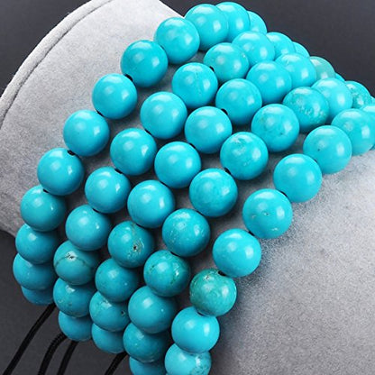 MASSIVE BEADS Natural Healing Power Gemstone Crystal Beads Unisex Adjustable Macrame Bracelets - color: Blue Turquoise, size: 6mm