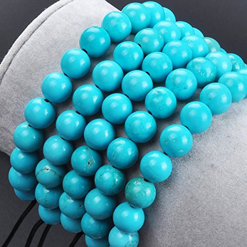 MASSIVE BEADS Natural Healing Power Gemstone Crystal Beads Unisex Adjustable Macrame Bracelets - color: Blue Turquoise, size: 8mm