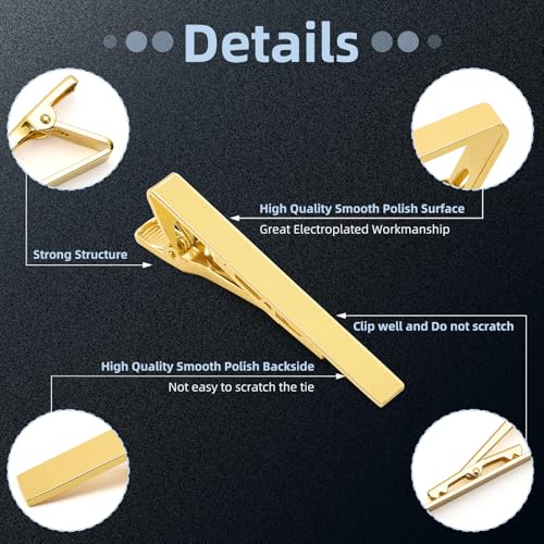 Custom Father Gifts Personalized Tie Clips for Men Custom Tie Bar Clips | Classic Pinch Engraved Text Stainless Steel Tie Bar Dad Personalized Gift Fathers Day - color: GOLD