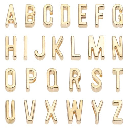 Alphabet Slide Letter Charms Initial A-Z Alphabet Beads for Flat Leather Bracelet Wristbands Necklace Pendant Keychain Mother’s Day Graduation Wedding Jewelry Making, 156PCS - color: KC Gold