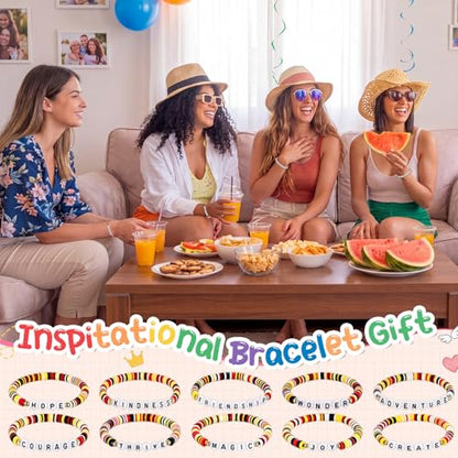 Liliaafar 20 Pcs Inspirational Friendship Bracelets Bulk Adjustable Motivational Beaded Bracelets for Back to School Teacher Gifts Classroom Party Favors - style: Cartoon Story Polymer Clay