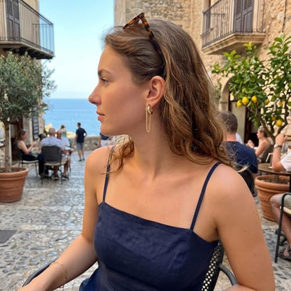 Gold Silver Trendy Clip On Dangle Earrings for Women | Clip On Drop Earrings, Tassel Chain Hoop Earrings, Non Piercing, Fashion Jewelry Gifts - color: A Clip-Gold