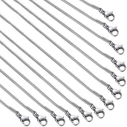 12 Pack Necklace Chains 20 Inches Stainless Steel Snake Chain Necklace with Lobster Clasps for DIY Jewelry Making, 1.2 mm - size: 20 Inches