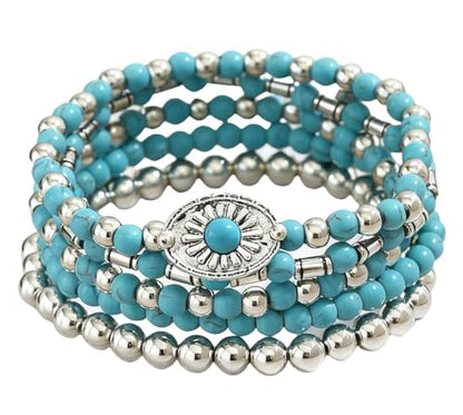 LOTSOF Western Turquoise Beaded Bracelet, Chic Stack Beaded Western Style for Country Concerts, Cowgirl Outfits & Boho Jewelry - color: Western Bracelets