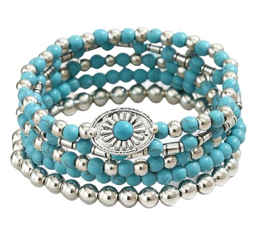 LOTSOF Western Turquoise Beaded Bracelet, Chic Stack Beaded Western Style for Country Concerts, Cowgirl Outfits & Boho Jewelry - color: Western Bracelets