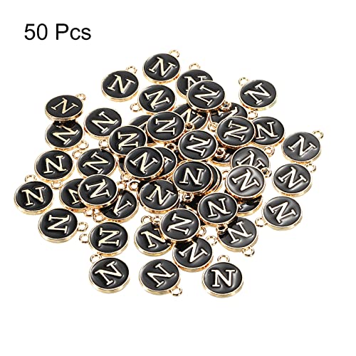 MECCANIXITY Alphabet Letter Charm Double Sided Alphabet Pendant, for Earring Jewelry Making - style: N