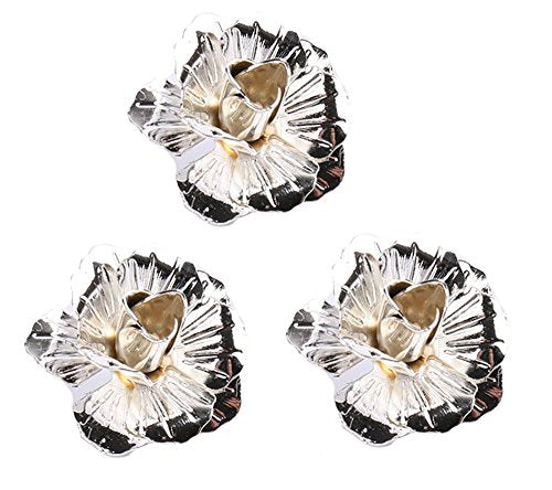3pcs Men's Brooch Pins Rose Flower Lapel Stick Brooch Pins for Sui - color: Sliver
