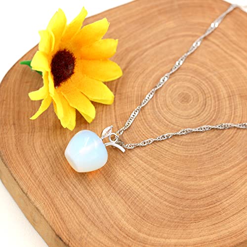 Uloveido Apple Necklace and Earrings Set for Women Cute Apple Jewelry Set for Teacher Mom YL007 - color: Opal