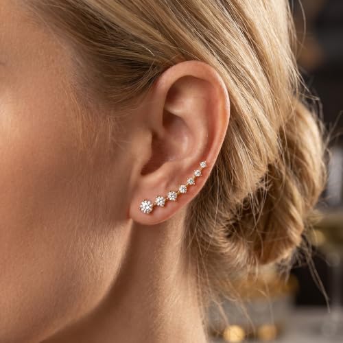 Reffeer Solid 925 Sterling Silver 7 Crystals Cuff Earrings Climber for Women Crawler Earrings Wraps - color: B-Yellow