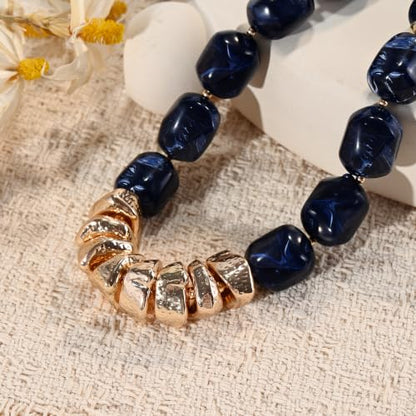 VIBILIA Boho Beaded Chunky Statement Necklace for Women Y2K Summer Jewelry | Boho Handmade Large Resin Bead Strand, Trendy Statement Summer Vacation Holiday Jewelry - color: Oval-Blue