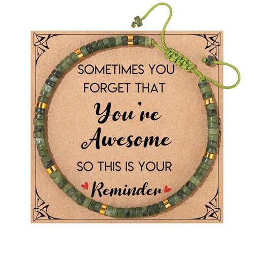 JoycuFF Gifts for Women Inspirational Gifts for Teen Healing Natural Stone Bracelets for Women Friends Sister - style: You're awesome-Jade Nephrite