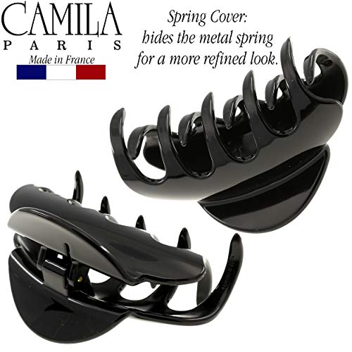 Camila Paris CP2385 French Hair Clips for Women, 3.5" Large Claw Clip Strong Hold All Day, Girl Large Claw Clips for Thick Hair, No Damage No Slip Flat Clip for Women. Made in France - color: Black