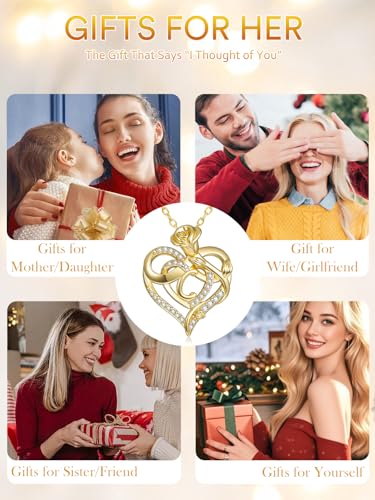 14k Gold Heart Initial Necklaces for Women, Dainty Letter Pendant Chain Necklace, Letter A to Z Initial Jewelry, Anniversary Birthday Gifts for Her Wife Mom Daughter - style: Letter C