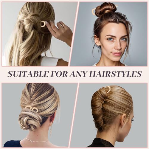2PCS 4.2Inch French Hair Pins U-Shaped Pins for Women and Girls Fashion Metal Hair Pin French Twist Hair Pins for Buns, Updos,Stylish and Functional(set1-gold)