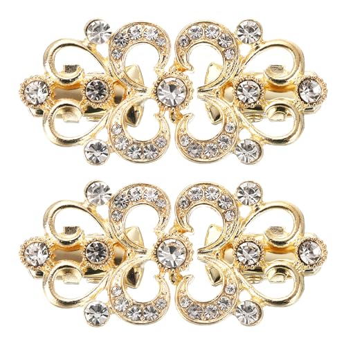 uxcell 2pcs Vintage Sweater Clips, Cape Cloak Clasp Retro Cardigan Clips Shawl Collar Clasp Brooch Clip for Women(Gold)