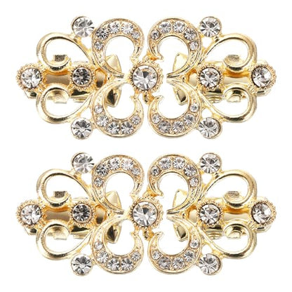 uxcell 2pcs Vintage Sweater Clips, Cape Cloak Clasp Retro Cardigan Clips Shawl Collar Clasp Brooch Clip for Women(Gold)
