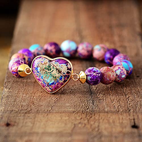 Women Wrap Bracelet Boho Natural Jasper Crystal Stone Beads Strand Bracelets - color: Style 01-Imperial Jasper