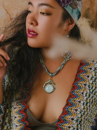 MINACHI Multilayer Beads Chain Necklace, Turquoise-Toned Stone Pendant, Vintage Hippie Retro Bohemia Style, Fashion Jewelry for Women - style: Necklace NEC.001
