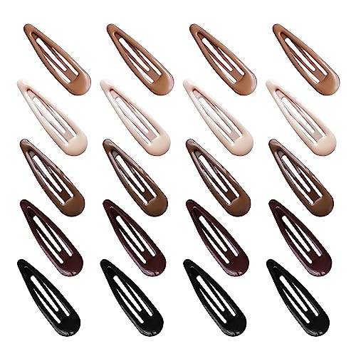 20 PCS Metal Snap Hair Clips Water Drop No Slip Barrettes for Women Bright Small Hair Clips For Thick And Thin Fine Hair,Black Beige Brown,1.97 x 0.5 In. - color: Black Beige Brown