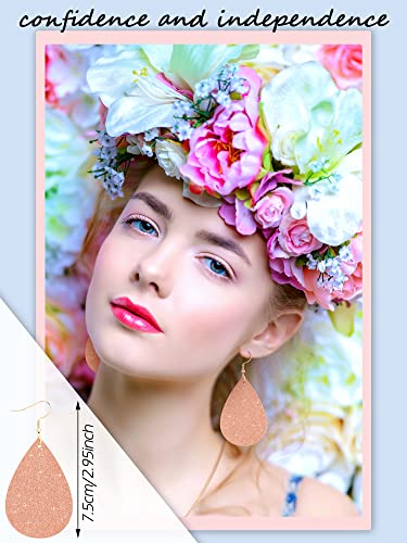 Hicarer 4 Pcs Jewelry Sets for Women Glitter Necklace and Earring Set Multi Layer Bracelet Costume Jewelry Sets for Bridal Shower Wedding - color: Rose Gold