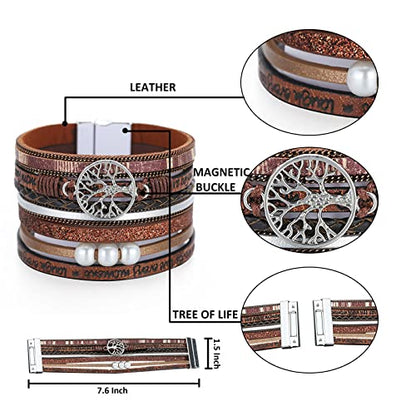 Long tiantian Boho Western Bracelets for Women Leather Wrap Bracelets Turquoise Bracelet Western Jewelry Country Concert Outfits - color: Brown,Turquoise