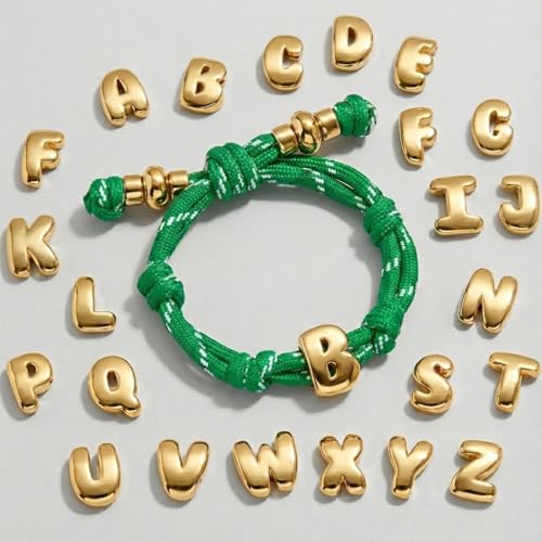 VLINRAS Bubble Initial Bracelet for Women Men, Green & Blue Knotty Puffy Letter Bracelets Gifts for Mom Dad Friends - color: Green- X