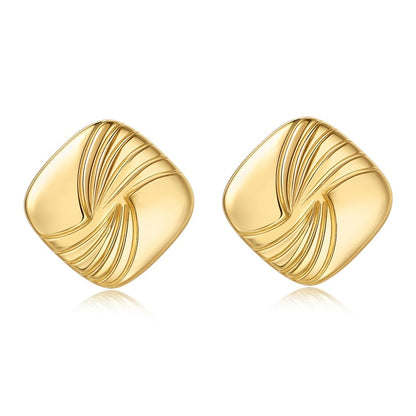 Gold Chunky Statement Earrings for Women, Trendy 14K Gold Plated Square Geometric Vintage Drop Dangle Designer Stud Earrings, Jewelry Gift - style: square-gold