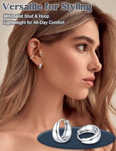 BESTEEL 7Pairs Hypoallergenic Gold Plated Earrings for Women Earring Stacks | Trendy Small Stud Huggie Hoop Earring Stacks Set Surgical Steel Cartilage Helix Jewelry for Sensitive Ears Birthday Gifts - style: S - Chunky