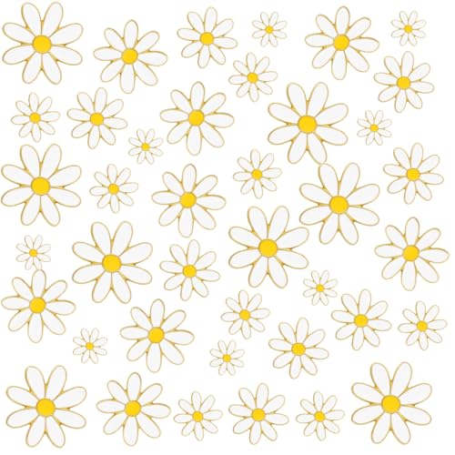 Liliaafar 40 Pcs Daisy Flower Pin for Women Daisy Enamel Lapel Pin White Collar Brooch for Coat Hat Clothes Bags Sweater Accessories