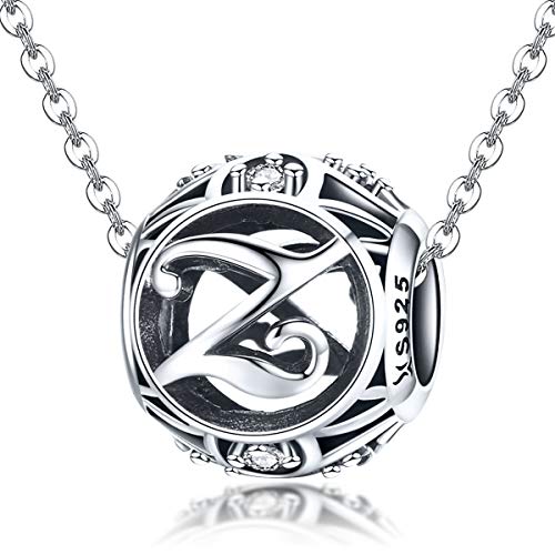 Letter Charms 925 Sterling Silver Initial A-Z Bead Charms | For Bracelets Necklaces, Hypoallergenic,Cubic Zirconia Alphabet Beads, Personalized Gifts for Women - color: Z