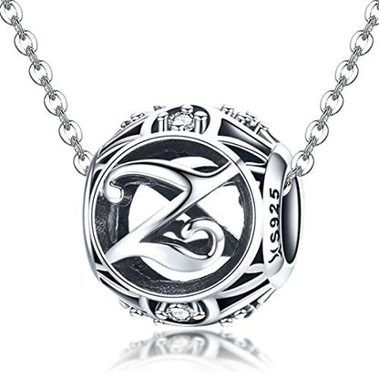 Letter Charms 925 Sterling Silver Initial A-Z Bead Charms | For Bracelets Necklaces, Hypoallergenic,Cubic Zirconia Alphabet Beads, Personalized Gifts for Women - color: Z