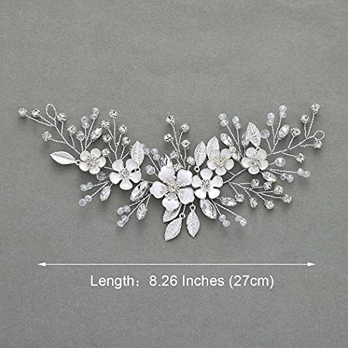 Unicra Silver Bride Wedding Hair Vine Flower Bridal Hair Piece Rhinestone Hair Accessories Crystal Headpieces Jewelry for Women and Girls | Flower Girl Headpiece Rhinestone Headband for Hairstyles Prom Bridal Wedding Hair Accessories for Women and Bride