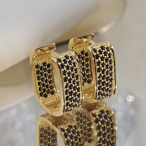Luxury Paved Cubic Zirconia Hoop Earrings for Women Wedding Trendy Jewelry - color: E4164