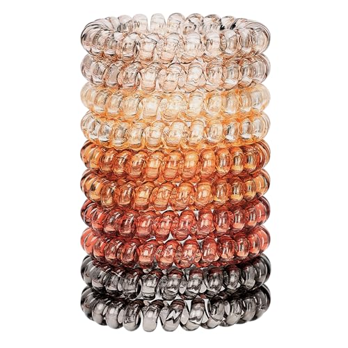 JessLab Spiral Hair Ties for Women, 10-Pack Traceless No-Damage Ponytail Holders, Coils Hair Bands for Girls, Assorted Colors - color: #34