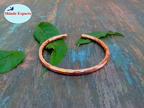 SHINDE EXPORTS pure copper bracelets cuf kada bangle for men and women - style: 4mm hammered cufff 30gms