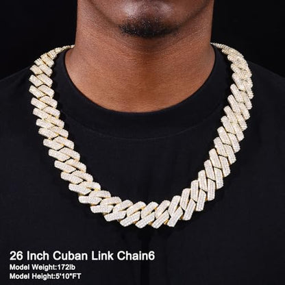 Ucciyo 30MM/25MM Cuban Link Chain for Men, Luxury Iced Out Diamond Chain | Luxurious Diamond-Simulated, Large Miami Cuban Style, 18K Gold Plated - color: 25MM-Gold, size: 26 Inch