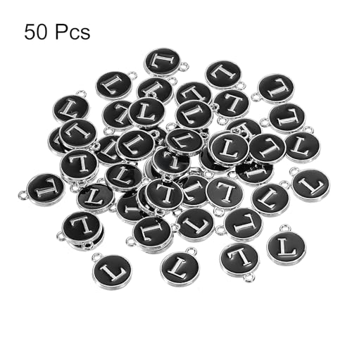 MECCANIXITY Alphabet Enamel Letter Charm Jewelry Charm Pendant for Jewelry Making, Bracelet, Craft - style: L