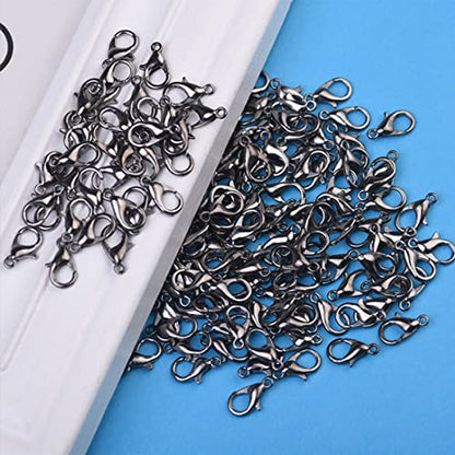 1000PCS Jewelry Making Accessories Set, 100 Lobster Claw Clasps 300 Crimp Beads Crimp Beads Clasps Caps 600 Open Jump Ring Connectors for DIY Bracelet Necklace Crafts Jewelry Making(Gun Black) - color: Gun Black