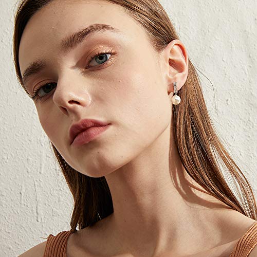 Han han Pearl Stud Earrings for Women 925 Sterling Silver, Pearl Jewelry Gift for Women 8MM-13MM - style: C- 3 Stones Pearl Studs-10mm