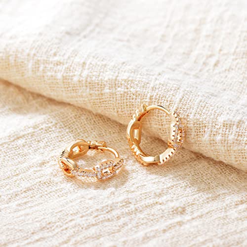 Cubic Zirconia Huggie Earrings 14k Gold Plated Tiny Earrings Small Huggie Hoop Earrings Simple Lightweight Hoops Gift for Women - color: small hoop