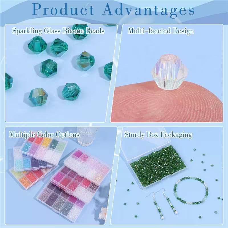 1000Pcs 4mm Faceted Crystal Glass Bicone Beads Loose Bead for DIY Bracelet Necklace Earring Keychain Jewelry Making,Gold - color: Gold