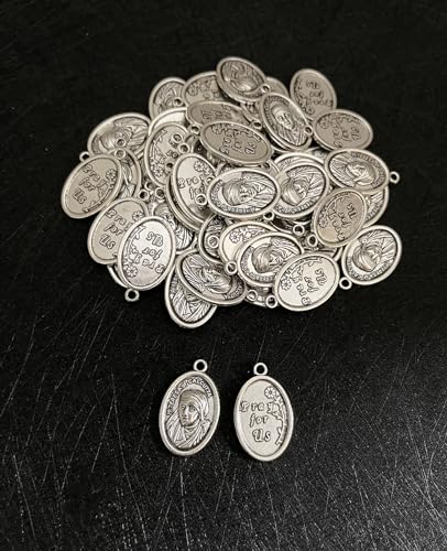 Saint Therese of Lisieux/Saint Mother Teresa of Calcutta/Divine Mercy Jesus/Mater Dolorosa Patron Saint Medal Charm Pendant for DIY Rosary Necklace Bracelet Jewelry Making Part - color: 30pcs-Saint Teresa medal
